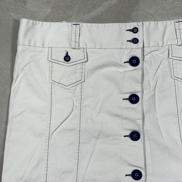 LL Bean Size 20 Beige Canvas A-Line Visible Stitching Button Front Skirt Y2K - Picture 3 of 10